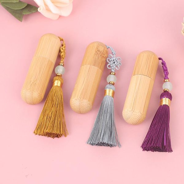 

storage bottles & jars 2ml bamboo wood bottle perfume empty oil stainless roll on ball