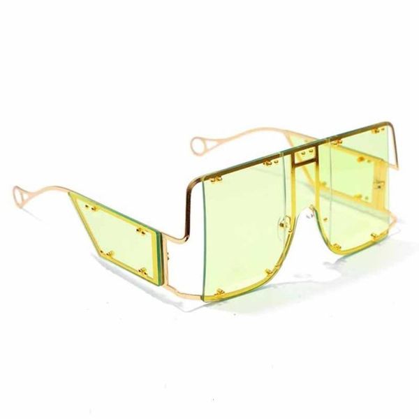 

sunglasses fashionable sun frames shades fashion square sunglasses women oversized mirror men glasses metal rivet trend unique female eyewea, Black