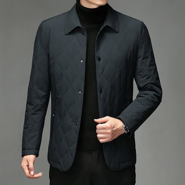 

2021 winter middle-aged and young men's thickened loose leisure light busins et lattice warm cotton cloth, Black