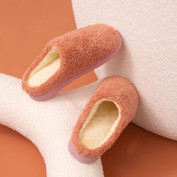 

slippers flat solid color home platform shoes for women winter warm indoor slipper couple room girls plain fuzzy, Black