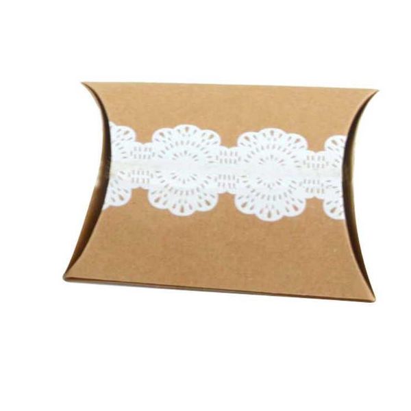 

gift wrap 100pcs brown pillow box small packaging wedding party favor boxes craft jewelry present 9x6.5x2.5cm