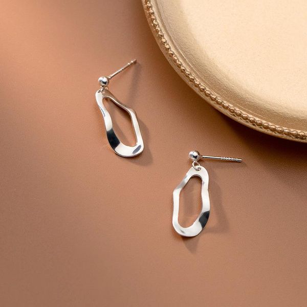 

dangle & chandelier 925 sterling silver irregular wave hollow waterdrop earrings korean style girls ear earring charm fine jewelry