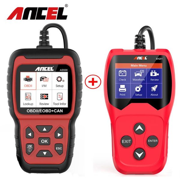 

code readers & scan tools ancel as500 obd2 scanner and ba201 12v car battery tester reader update with 2000cca charger