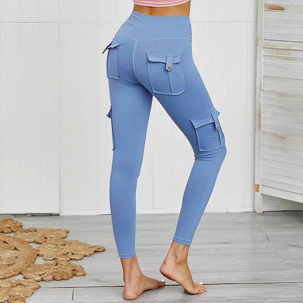 

fitness high wasit women legging push up pocket cargo femme slim elastic workout jeggings leggins woman solid, Black