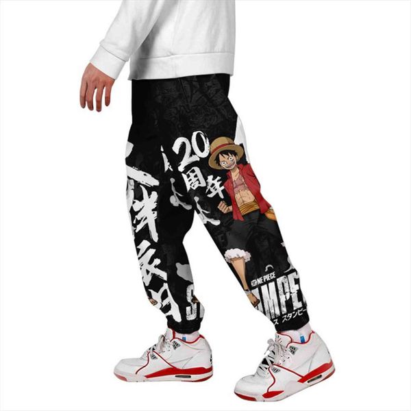 

3d print anime women capris one piece cargo hip hop harajuku streetwear elastic waist autumn winter, Black;white