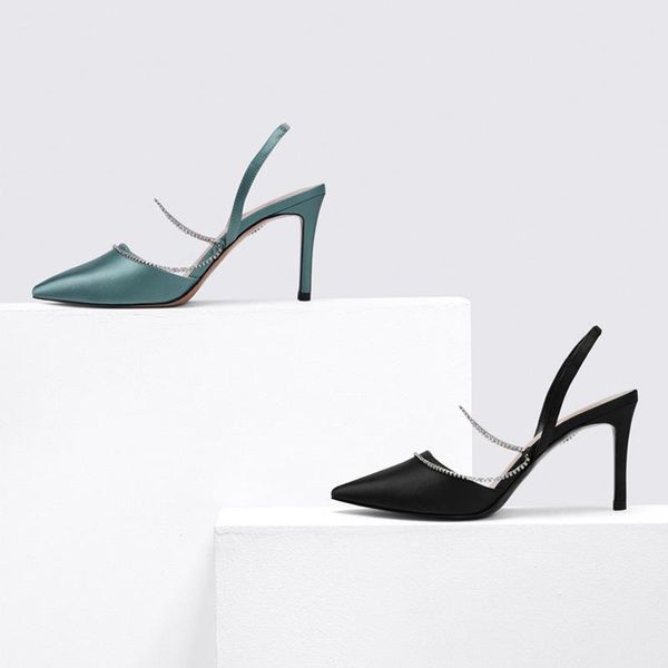 

dress shoes shallow mouth sandals stiletto heels high pu slides rubber thin, Black