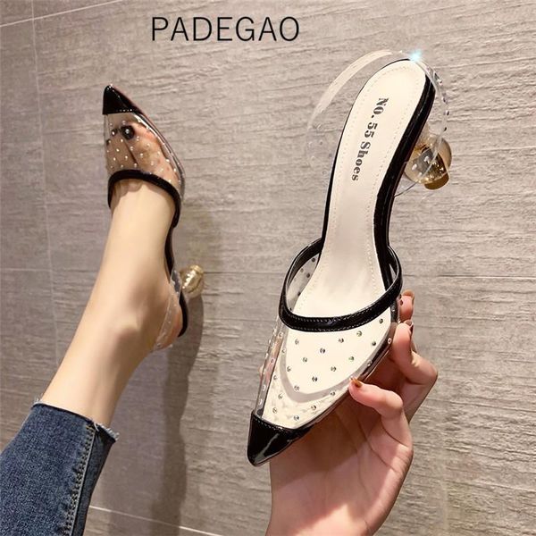 

transparent 2021 fashion women shoes crystal party sandals dress, Black