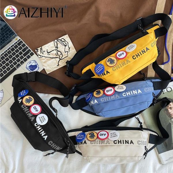 

waist bags fashion women street style letters printing crossbody chest messenger bag with badge casual ladies large capacity packs