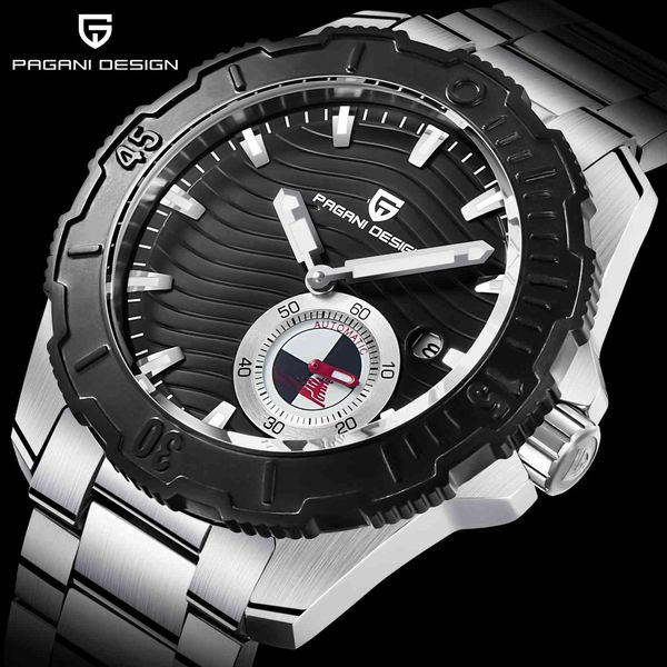 

2021 new men's watch military affairs automatic mechanical watch luxury rvs fashion waterproof reloj hombre, Slivery;brown