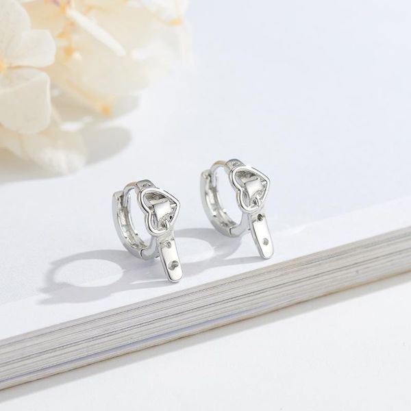 

hoop & huggie sterling silver earrings women fashion heart shaped buckle minority temperament 2021 style, Golden;silver