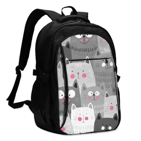 

backpack usb charge women cute cats (2) student letters print school bag teenager girls
