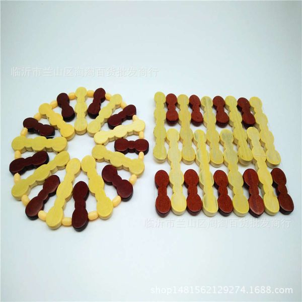 

wooden square heat insulation mat, hollow bowl tableware household two yuan store pendulum