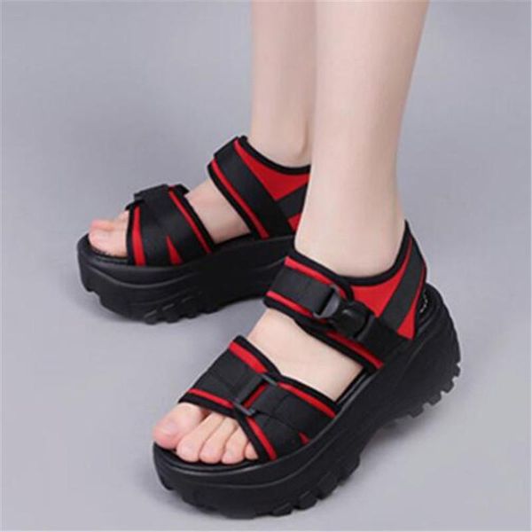 

open-toed women sport sandals wedge hollow out outdoor cool platform shoes beach summer eu 34-40, Black