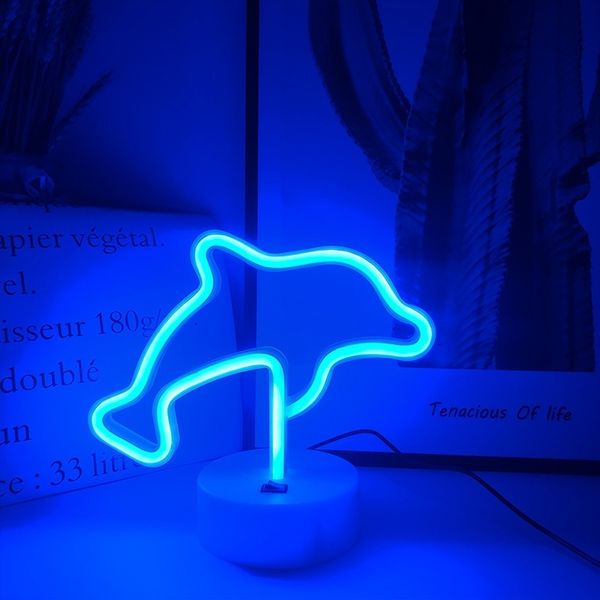 

led neon dolphin sitting venue decoration atmosphere night lights