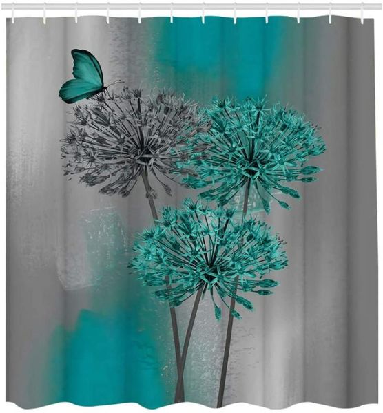 

shower curtains black and blue-green rose flower curtain floral decorative bathroom
