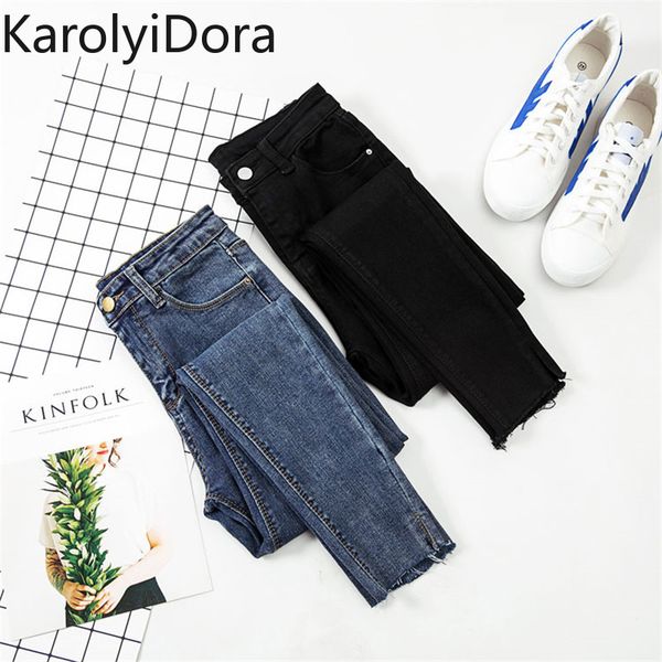 

jeans women black pants high waist denim women pants high elastic skinny pencil stretch women pants plus size s-xl, Blue