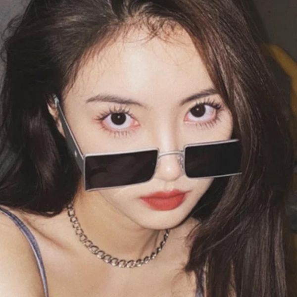 

sunglasses gold rim ins metal frame retro hong kong style street gafas de sol con montura cuadrada, White;black