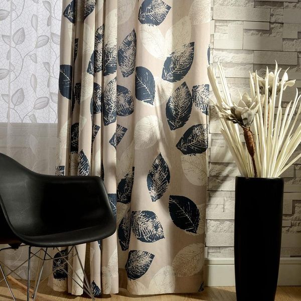 

[leaves meditation] living room bedroom curtains spot pastoral american cotton printed curtain & drapes