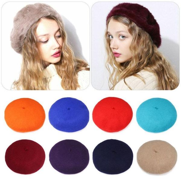 

berets fashion elegant faux fur vintage beret hat french artist cap painter warm wool, Blue;gray