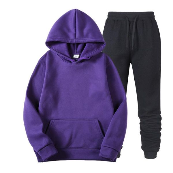 

men's tracksuits sets brand solid color casual hoodies+fitness pants men women autumn winter warm sweatpants tracksuit joggers sportswe, Gray