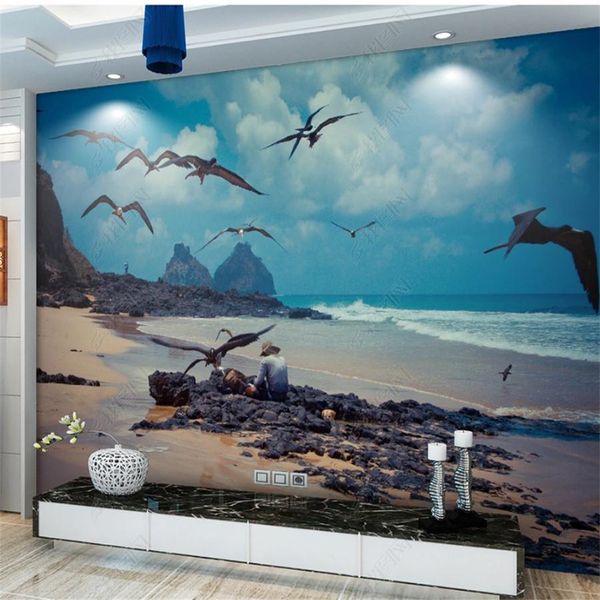 

custom blue scenery 3d customized wallpaper modern wallpaper for living room