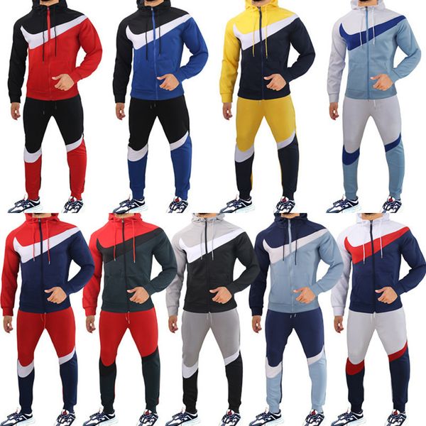 

leisure color matching sweater men's hooded leisure sports youth suit, Gray