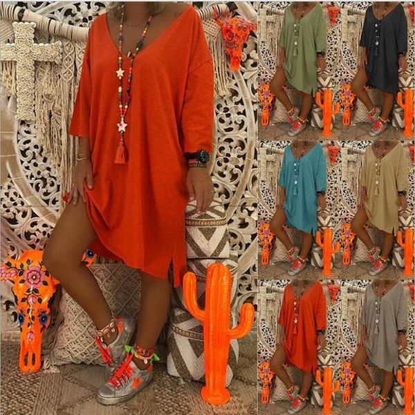 

casual dresses summer style women's long-sleeved loose solid color dress, Black;gray