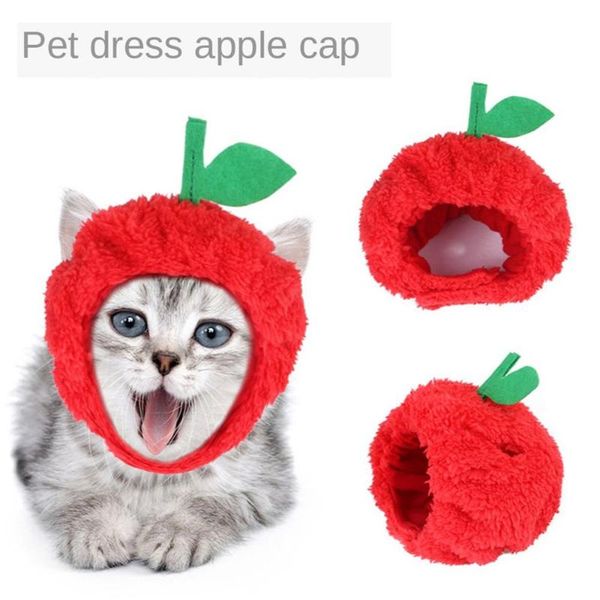 

pet hat teddy dress up apple plush headdress cats hats cute dew ears cat headgear halloween cosplay costume for decoration costumes