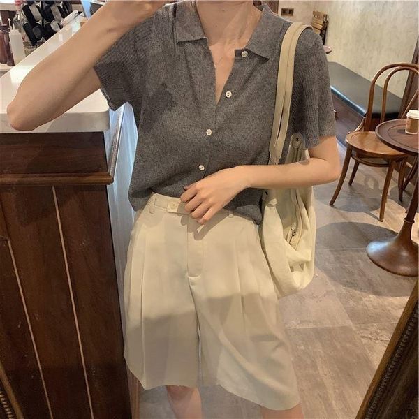 

women's knits & tees knitted cardigan women outerwear short-sleeved idle style knitwear for spring and autumn, White