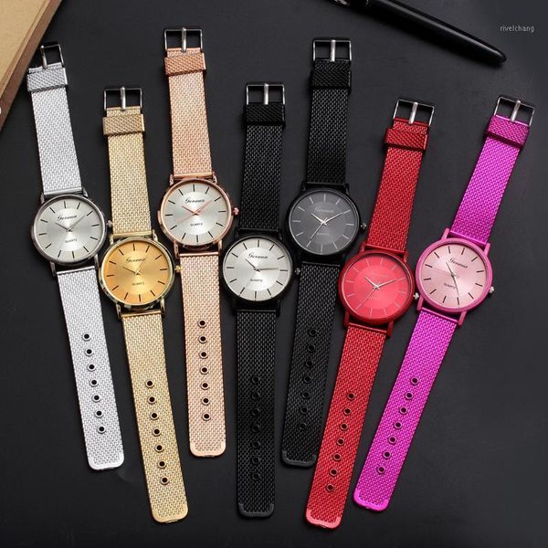 

wristwatches quartz classic men watch wrist silicone mesh belt strap casual watches female date waterproof clock, Slivery;brown