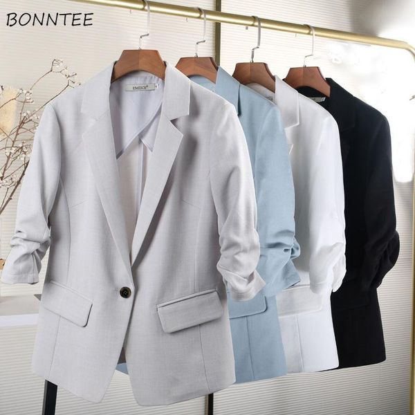 

women's suits & blazers women casual solid students korean style notched single button trendy vintage office ladies classic cozy street, White;black