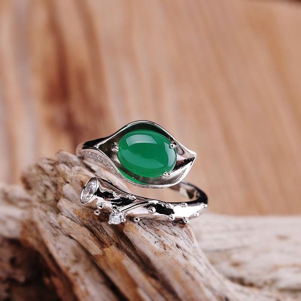 

cluster rings s925 sterling silver jewelry thai women's tulip blue sandstone ring, Golden;silver