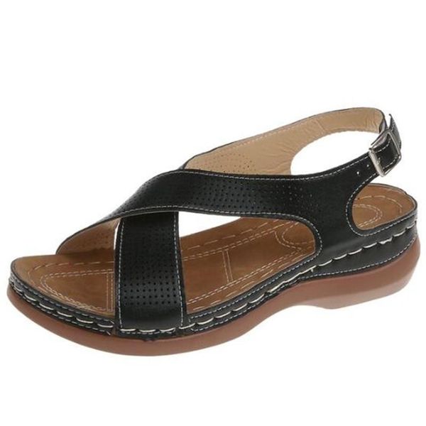 

sandals slope heel large size platform women's bottom womens casual fashion slippers women shoes beach, Black