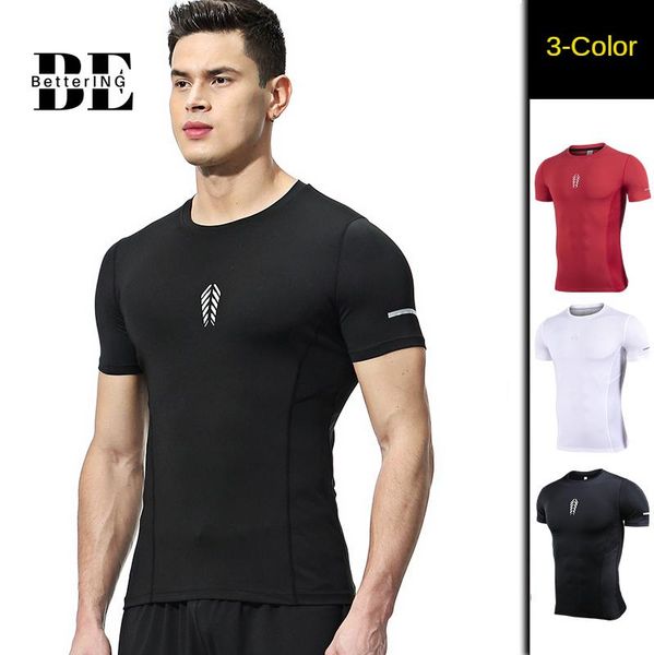 

running jerseys summer fitness wear men's high elastic quick-dry sports short sleeve t-shirt breathable tights black basketball suit, Black;blue