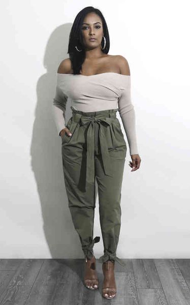 

Women's Pants & Capris Women Casual High Waist Solid Color Bandage Design Harem Fashion Trousers with Sashes 4ORB, Black;white
