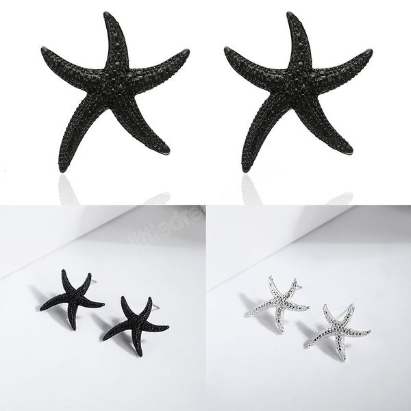 

creative starfish studs earrings simple shiny zircon star shape earring women girls summer beach travel party jewelry gifts, Golden;silver