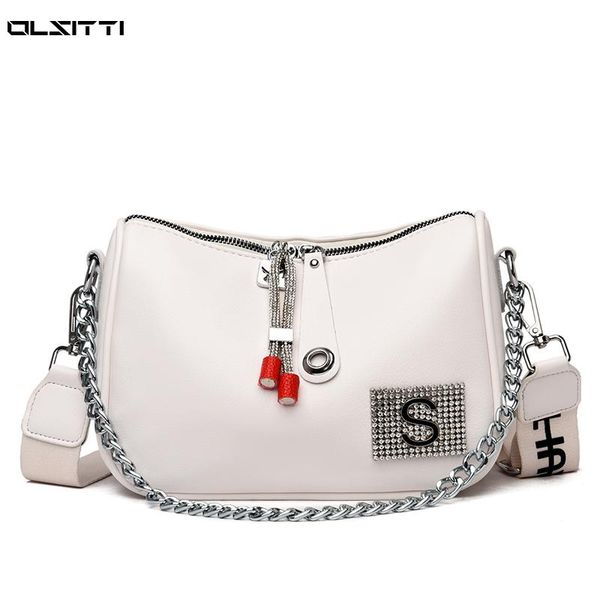 

evening bags retro waterproof leather shoulder messenger for women 2021 casual concise chain bag sac epaule