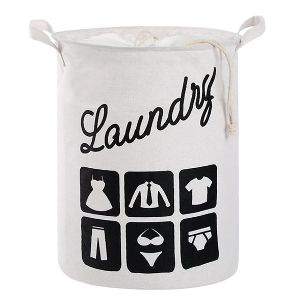 

large cotton linen laundry storage basket dirty clothes toys organizer barrel home for underwear sundries & organization