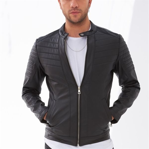 

delpino season men 's narrow cut inside furry leather jacket 434274954 211118, Black