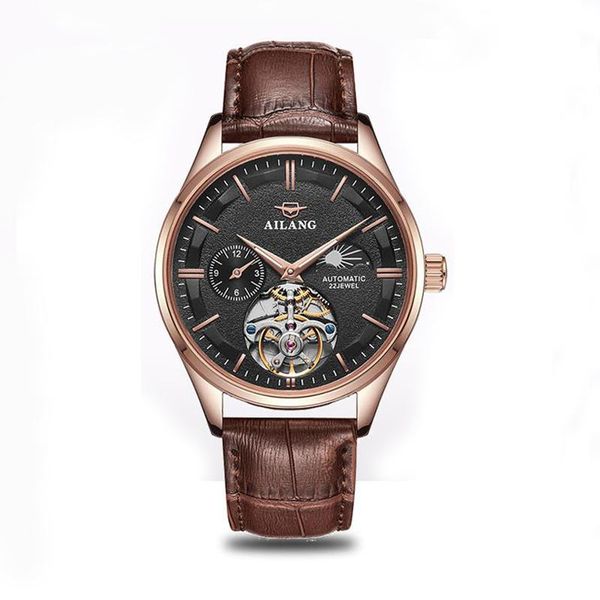 

wristwatches ailang brand watch multi-function tourbillon automatic mechanical hollow flywheel men's, Slivery;brown