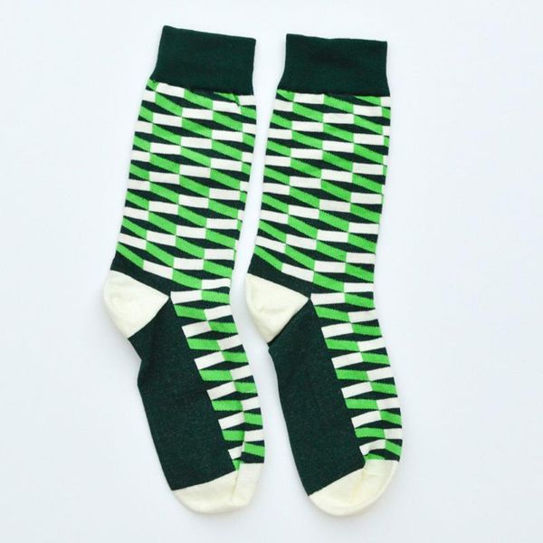 

men's socks 1pair harajuku man stripe geometry print cotton tide hip hop cool happy casual funny men, Black