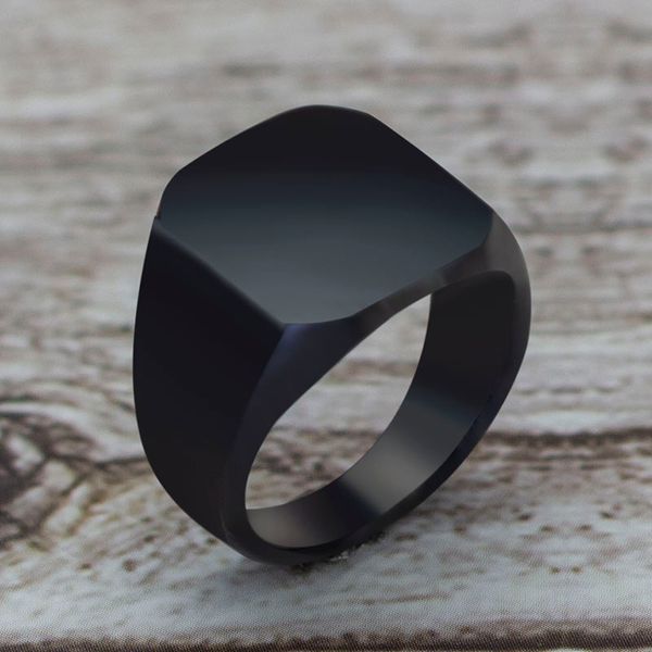 

simple black square ring classic wedding engagement jewelry, Silver