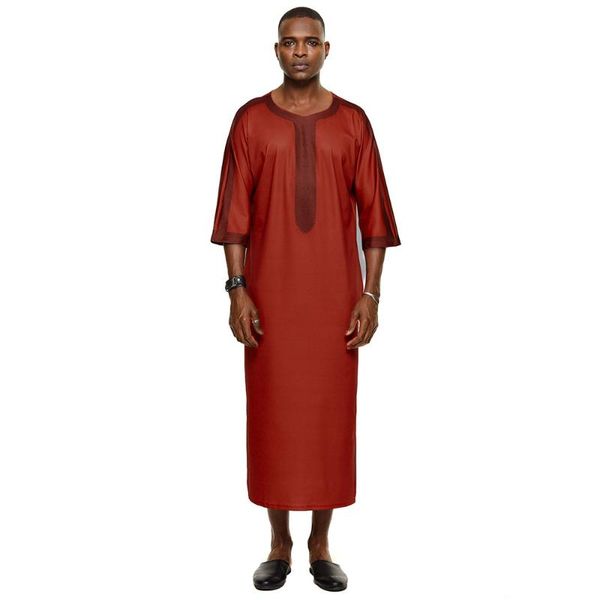 

men's casual shirts islam abaya clothing muslim dresses long 2021 o-neck color burgundy patchwork fashion straight male dress summer, White;black