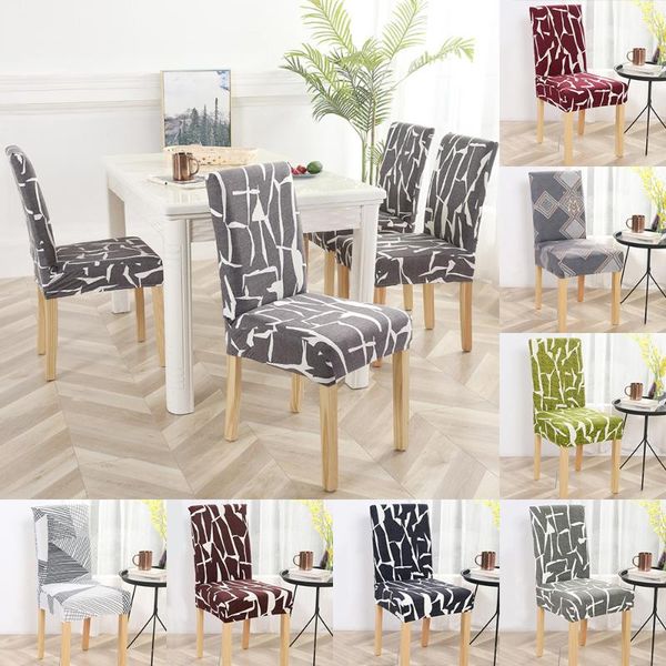 

geometry chair cover dining elastic covers spandex stretch office case anti-dirty removable 1/2/4/6 pcs