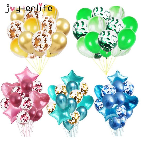 

party decoration 12inch metallic balloon confetti balloons heart star foil baby shower birthday helium ballon wedding decor globos