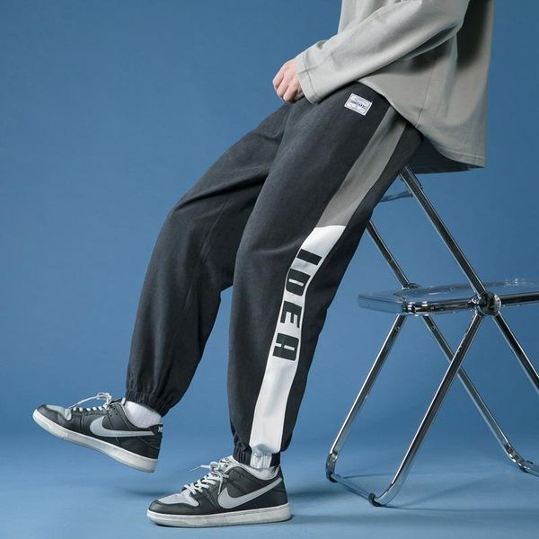 

streetwear pants men slim fit sweatpants jogger striped bodybuilding gyms sweat men's casual 2021 trousers, Black