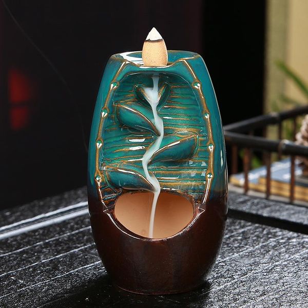 

fragrance lamps with 10pcs incense cones gift waterfall burner ceramic holder home decoration