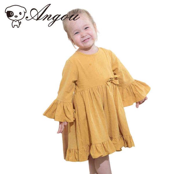 Baby Mädchen Nette Pagode Lange Ärmel Baumwolle Und Leinen Weiche Kinder Kleid Frühling Herbst Baby Mädchen Kleid Süße Kuh Mädchen Kleidung G1215