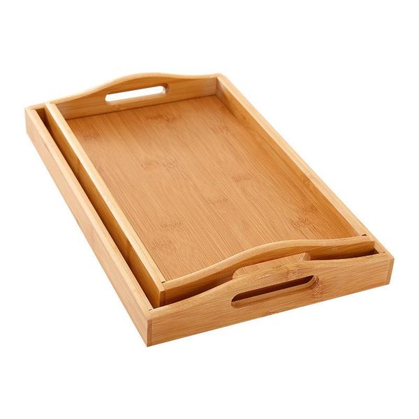

hooks & rails bamboo wooden rectangular tea tray solid wood home dry cup el dinner plate fkxe