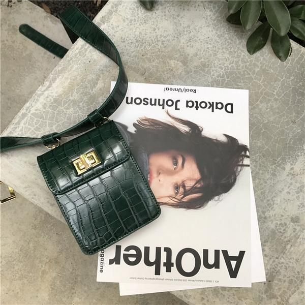 

waist bags 10pcs/lot fashion alligator women crossbody bag leather belt packs chic style mini shoulder vintage purse handbag